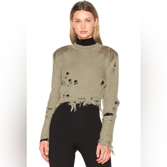 NWT YEEZY Season 3 Destroyed Crop Military Sweater w/ Patches - Picture 1 of 10
